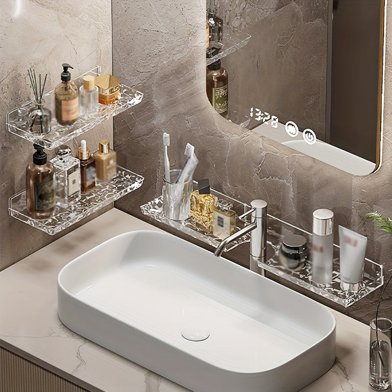 LuxeNook | Wall-Mounted Bathroom Sink Shelf with Hollow Drainage - Plastic Organizer for Bathroom Storage