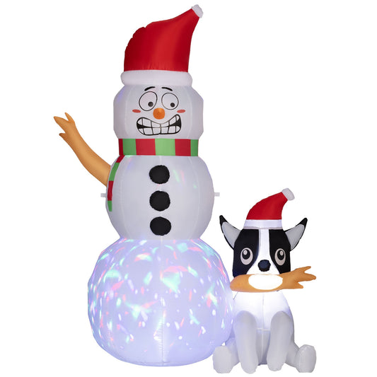 Cheerful Inflatable Christmas Snowman with His Adorable Dog