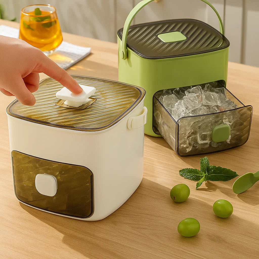 Convenient Ice Storage Container with Pressure Mechanism
