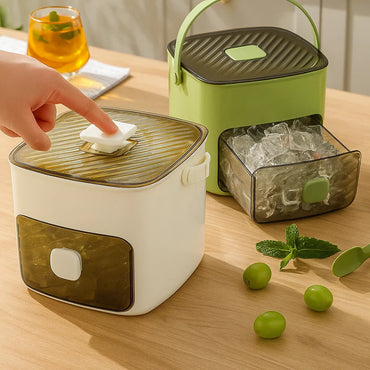 Convenient Ice Storage Container with Pressure Mechanism