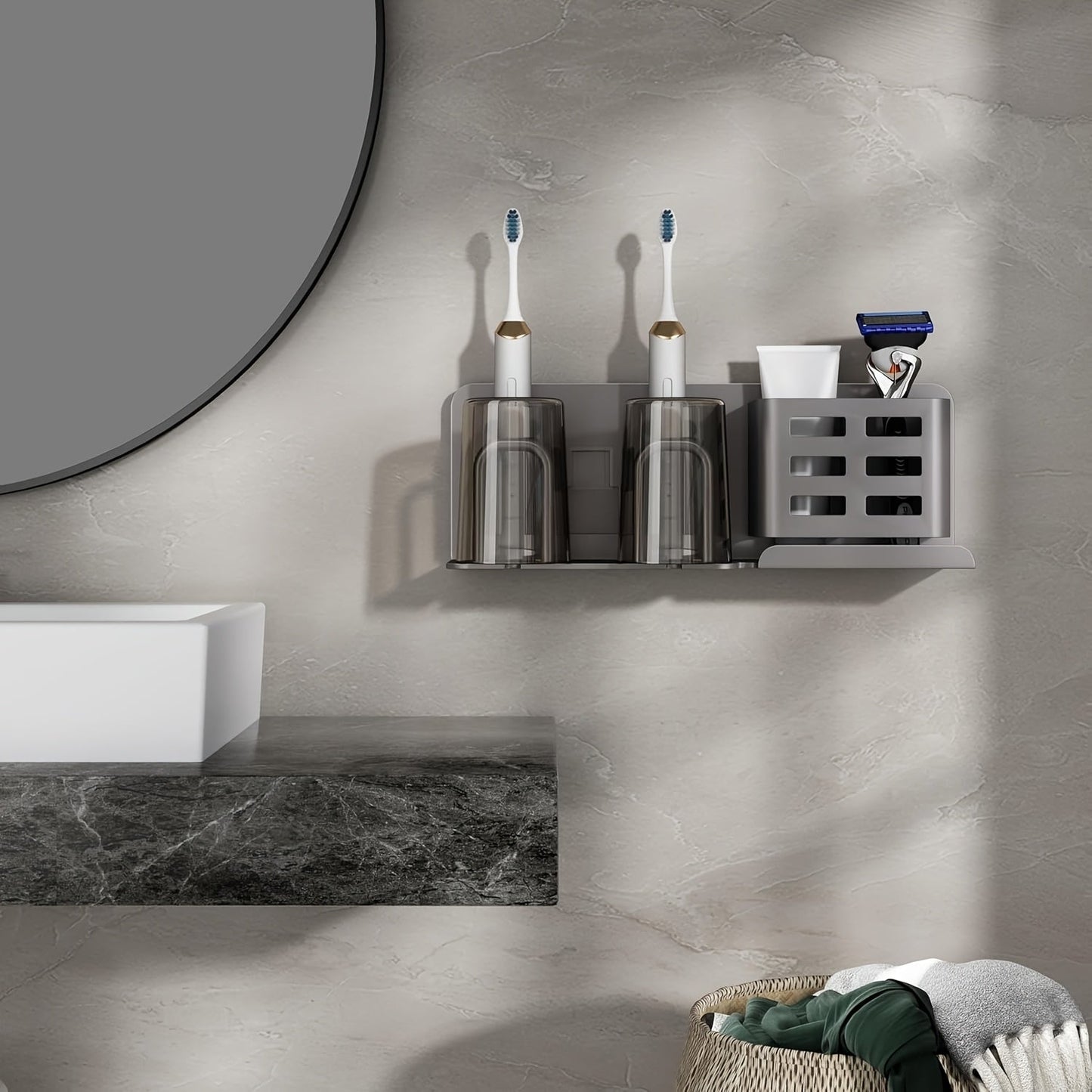 BristleHub | Wall-Mounted Electric Toothbrush Organizer with Drainage Holes for Bathroom
