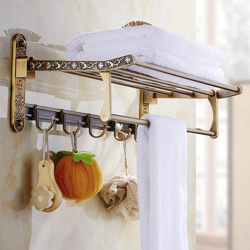 HeritageRust Antique Bronze Bathroom Fixture Set - Towel Rail, Toilet Paper Holder & Brush Holder in Aluminium