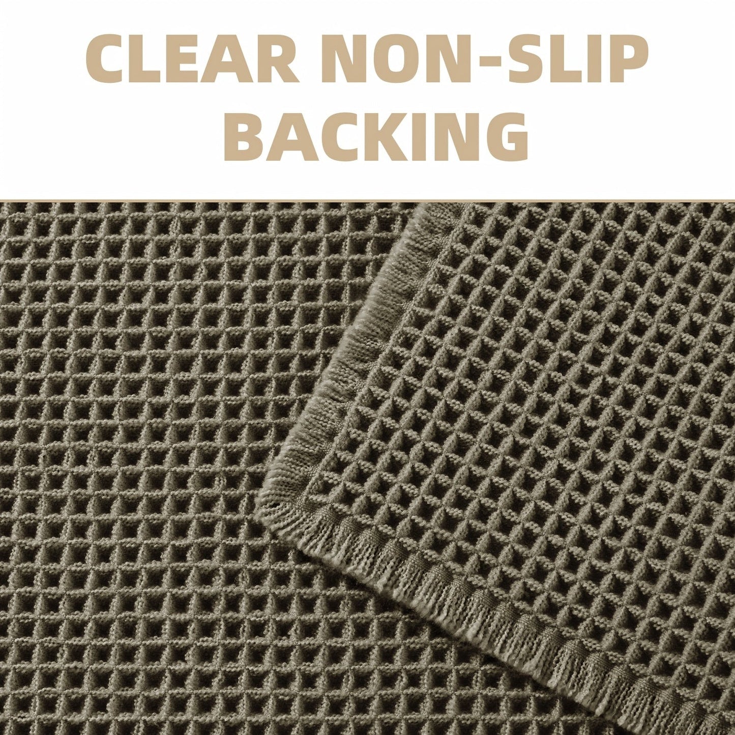 AbsorbEase | Ultra-Absorbent Waffle Bath Mat with Tassels - Non-Slip Design