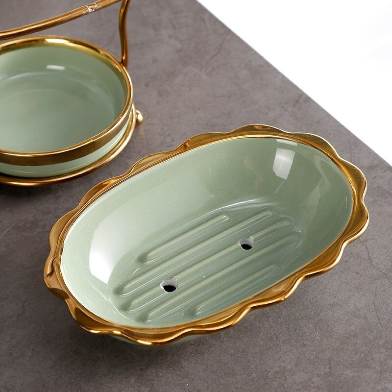 LuxeDish | Sophisticated Ceramic Soap Dish with Elevated Draining Rack for the Bathroom - Premium Soap Holder