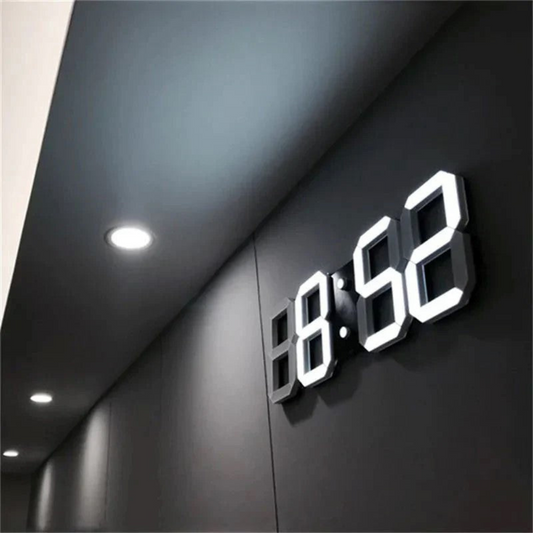 Contemporary 3D LED Wall Clock with Digital Display and User-Friendly Controls