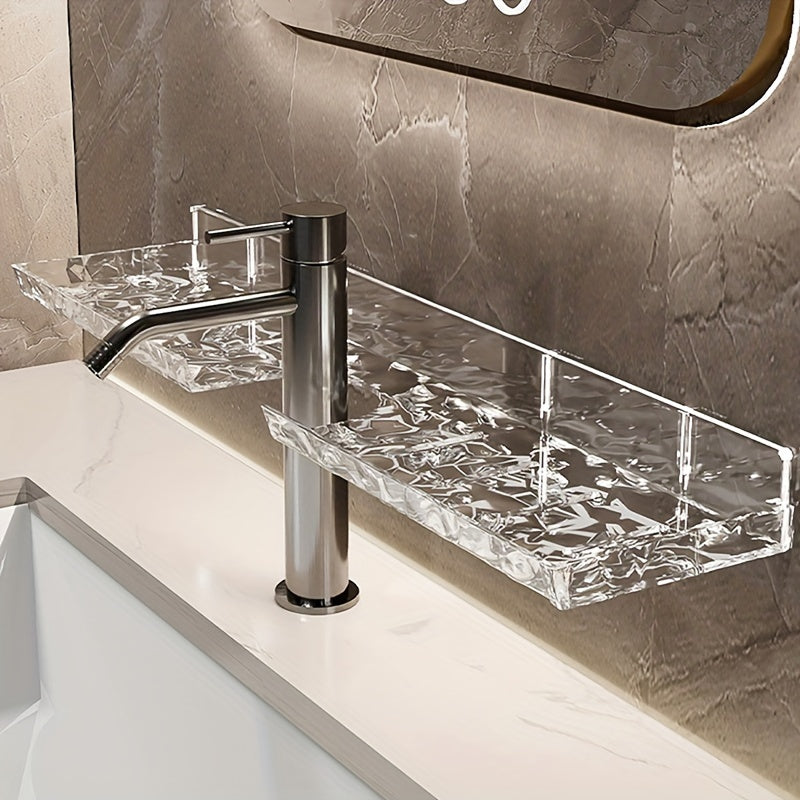 LuxeNook | Wall-Mounted Bathroom Sink Shelf with Hollow Drainage - Plastic Organizer for Bathroom Storage
