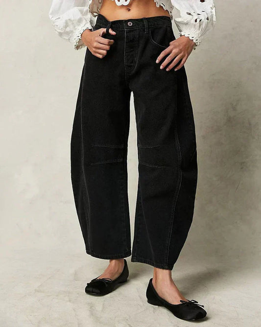 Mid-Rise Barrel Fit Jeans for Women