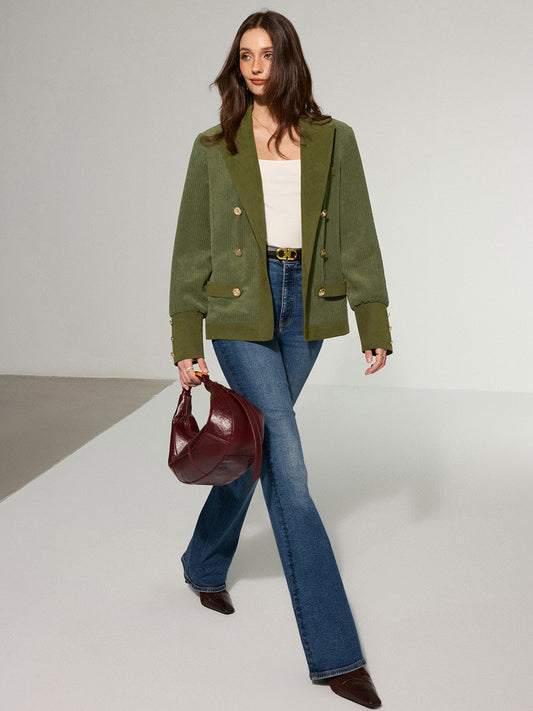 Mikaela | Corduroy Blazer with Lapel and Metal Buttons