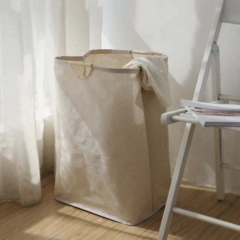 LinenBin | Japanese-Style Cotton-Linen Laundry Basket - Foldable and Durable Storage Solution for Clothes and Linens