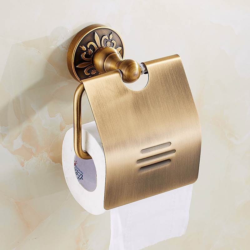HeritageRust Antique Bronze Bathroom Fixture Set - Towel Rail, Toilet Paper Holder & Brush Holder in Aluminium