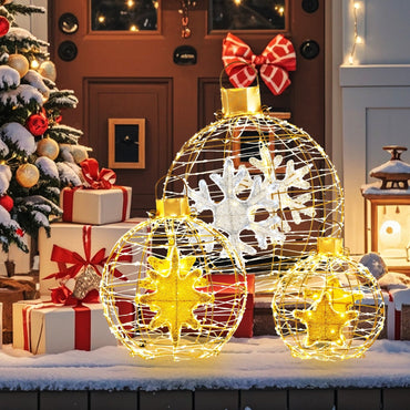 LED-Illuminated Hanging Christmas Ornament Balls