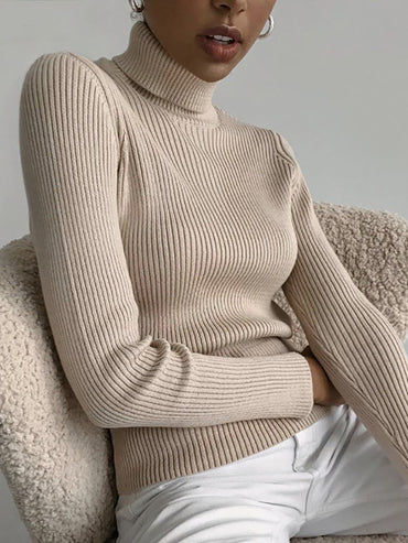 YARA | Women's Turtleneck Sweater with Ribbed Design