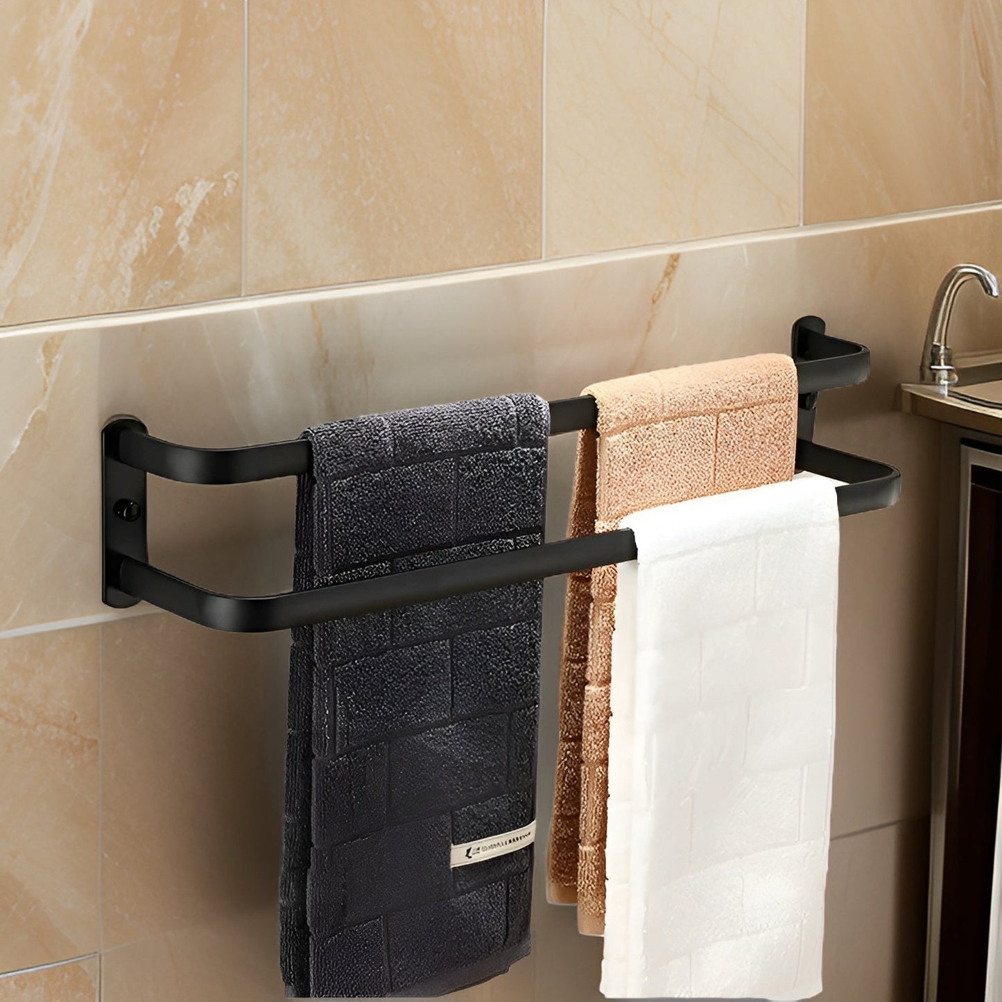 HangEase | 3-Tier Wall-Mounted Towel Organizer - Space-Saving Aluminium Bathroom Storage