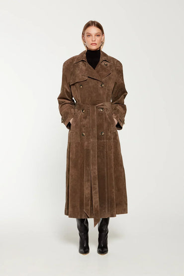 Valeria Luxe Suede Trench Coat