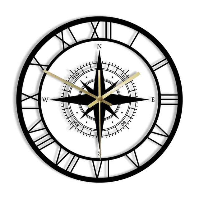 Nautische Wanduhr mit Kompass-Design – Maritime Eleganz für Ihr Zuhause