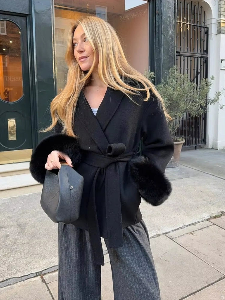 Chic Women's Lace-Up Winter Coat – Stylish and Elegant, Available in Multiple Sizes