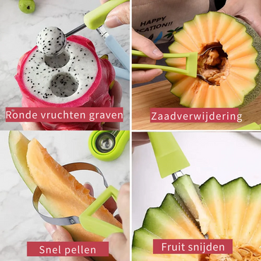 3-in-1 Stainless Steel Fruit Slicer Set – Slice, Scoop, and Hollow