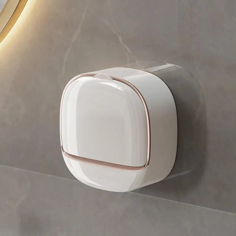 SoapShell | Contemporary Soap Dish with Lid and Drip Tray - Elegant Bathroom Soap Holder