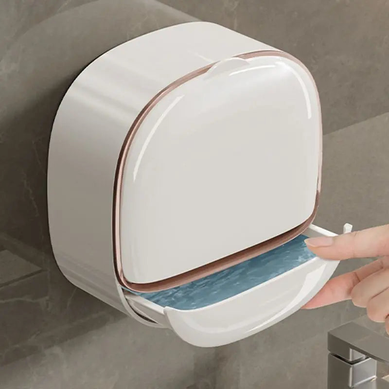 SoapShell | Contemporary Soap Dish with Lid and Drip Tray - Elegant Bathroom Soap Holder