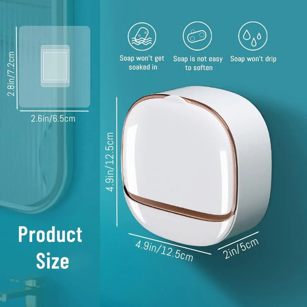 SoapShell | Contemporary Soap Dish with Lid and Drip Tray - Elegant Bathroom Soap Holder