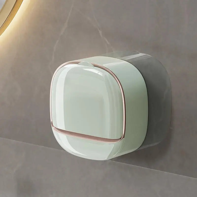SoapShell | Contemporary Soap Dish with Lid and Drip Tray - Elegant Bathroom Soap Holder