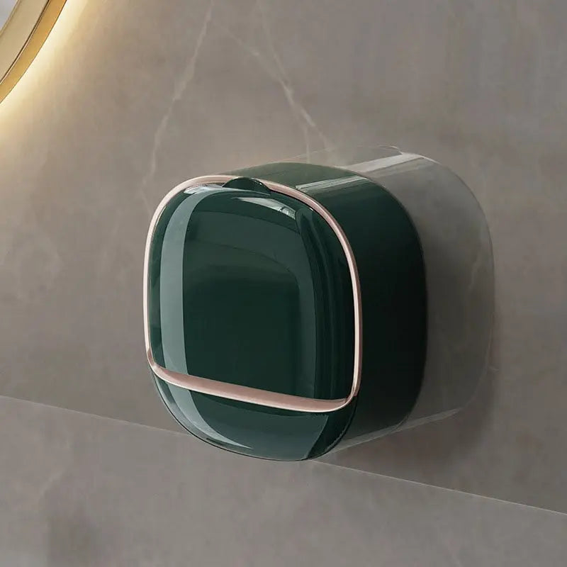 SoapShell | Contemporary Soap Dish with Lid and Drip Tray - Elegant Bathroom Soap Holder