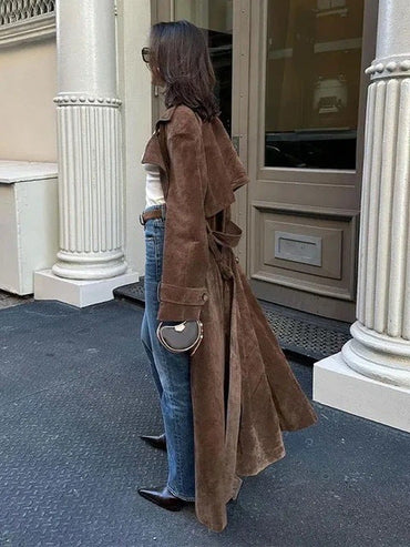Stylish Long Suede Coat by Camilla