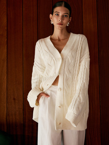 Aliyah | Chic Oversized Cable Knit Cardigan