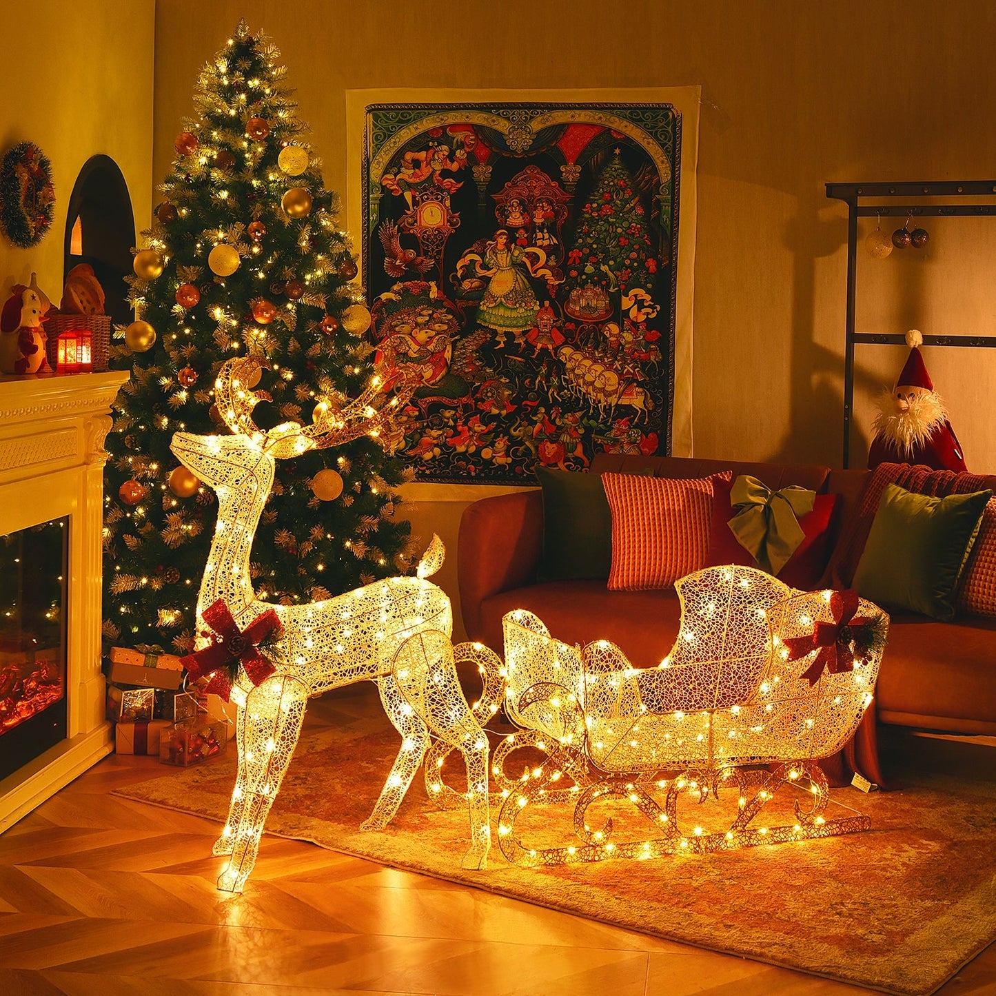 Illuminated Shimmering Sleigh Christmas Decoration