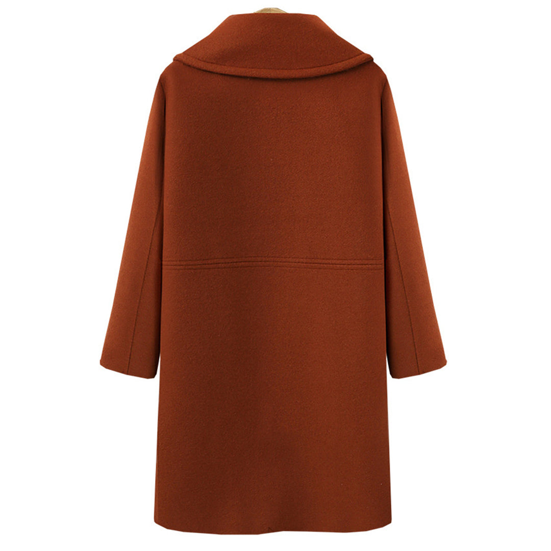Women's Double-Breasted Long Wool Coat – Ideal for Fall