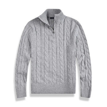 Men's Jumper with Half Zip and Cable Pattern