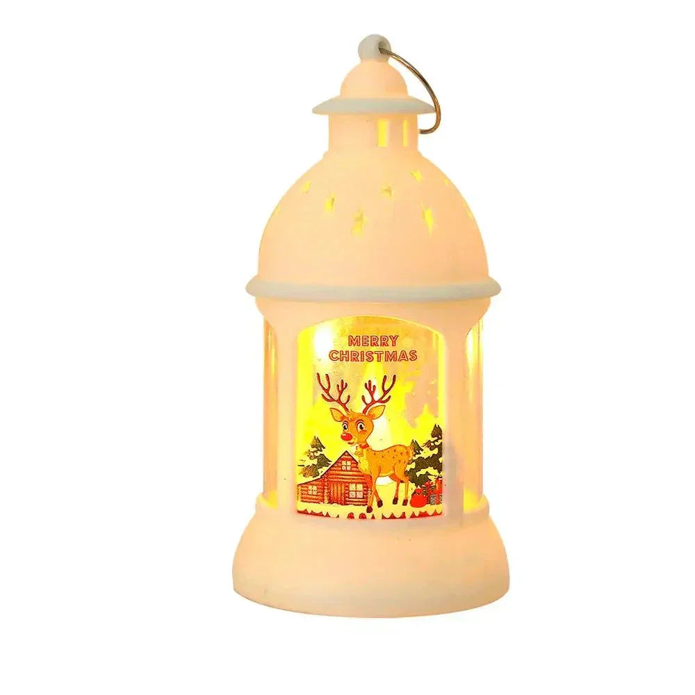 Festive LED Lantern with Figurine for Holiday Decor