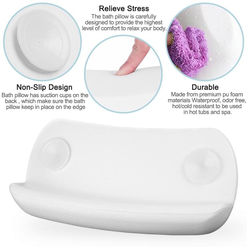 CozySoak Bath Cushion - Soft, Supportive Neck and Headrest for Bathtubs, Waterproof & Quick-Drying