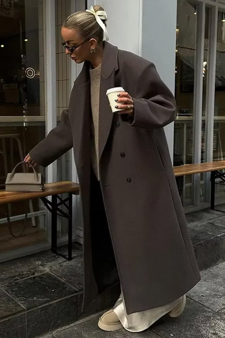 Stylish Oversized Double-Breasted Autumn Coat for Women