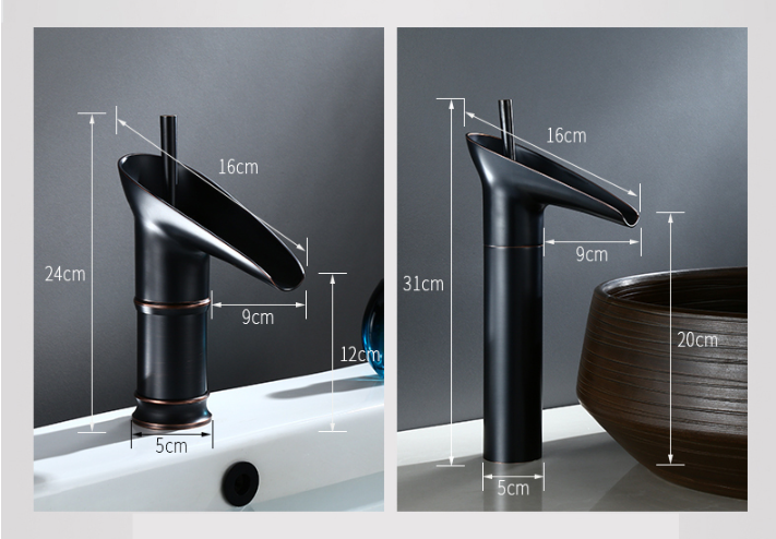 Cascade Antique Brass Basin Mixer Tap - Vintage Waterfall Bathroom Faucet