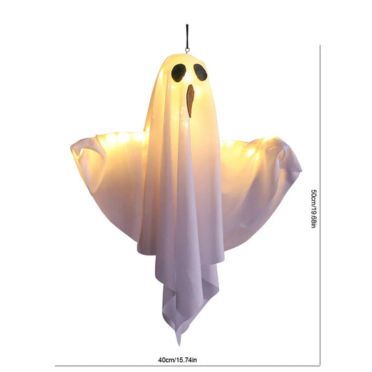 Illuminated White LED Ghosts for Halloween Home and Garden Decor