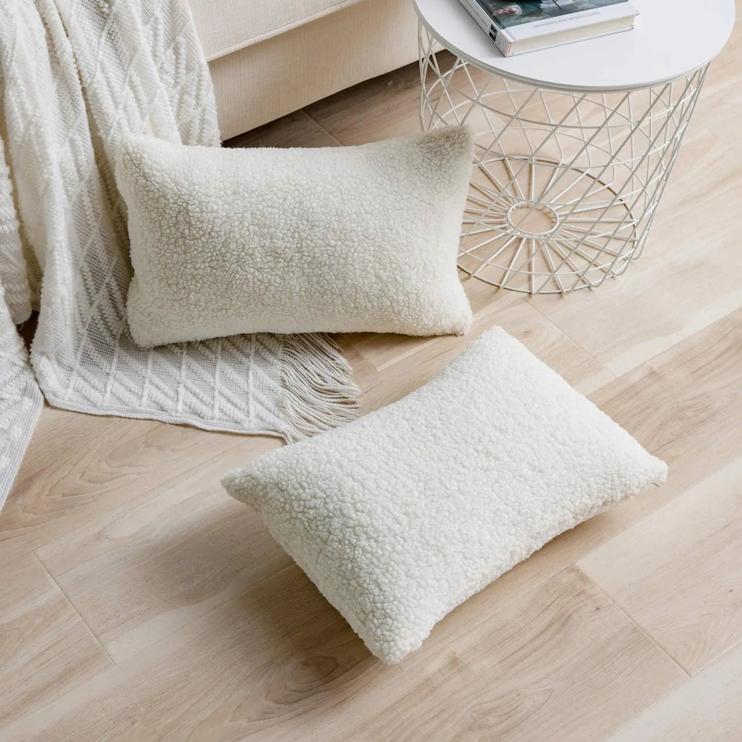 Chic White Plush Cushion Cover for Your Home Décor