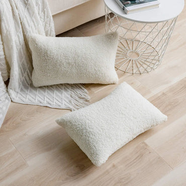 Chic White Plush Cushion Cover for Your Home Décor