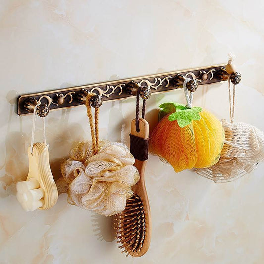 HeritageRust Antique Bronze Bathroom Fixture Set - Towel Rail, Toilet Paper Holder & Brush Holder in Aluminium