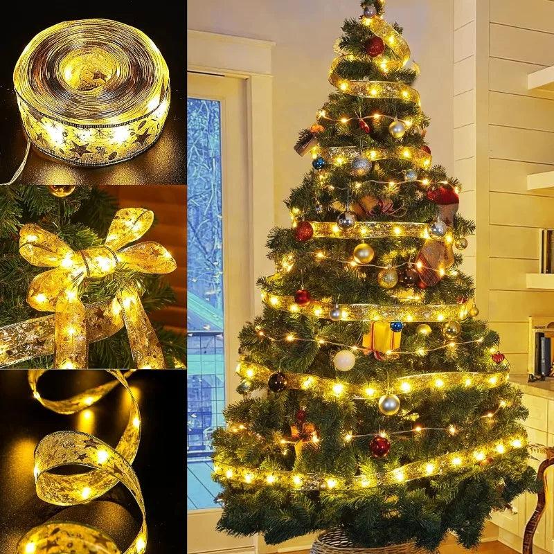 Warm White LED Christmas String Lights for Tree and Party Decor – Available in Silver, Gold, and Red, Lengths from 1M to 10M