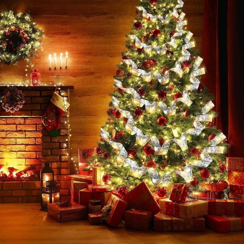 Warm White LED Christmas String Lights for Tree and Party Decor – Available in Silver, Gold, and Red, Lengths from 1M to 10M