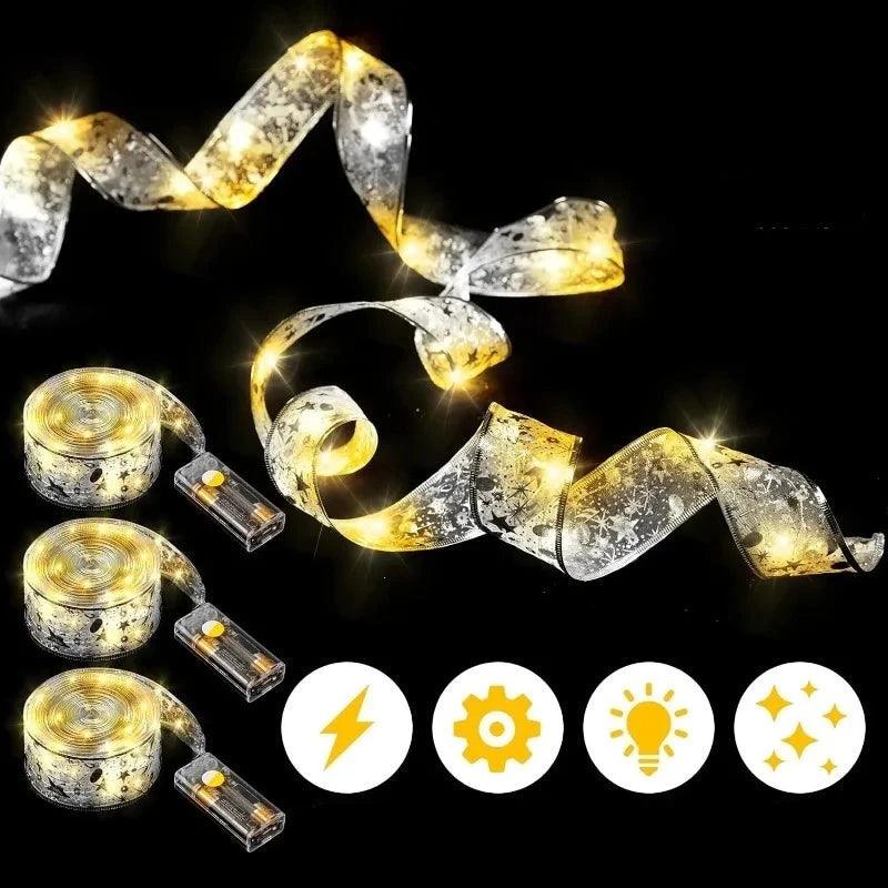 Warm White LED Christmas String Lights for Tree and Party Decor – Available in Silver, Gold, and Red, Lengths from 1M to 10M