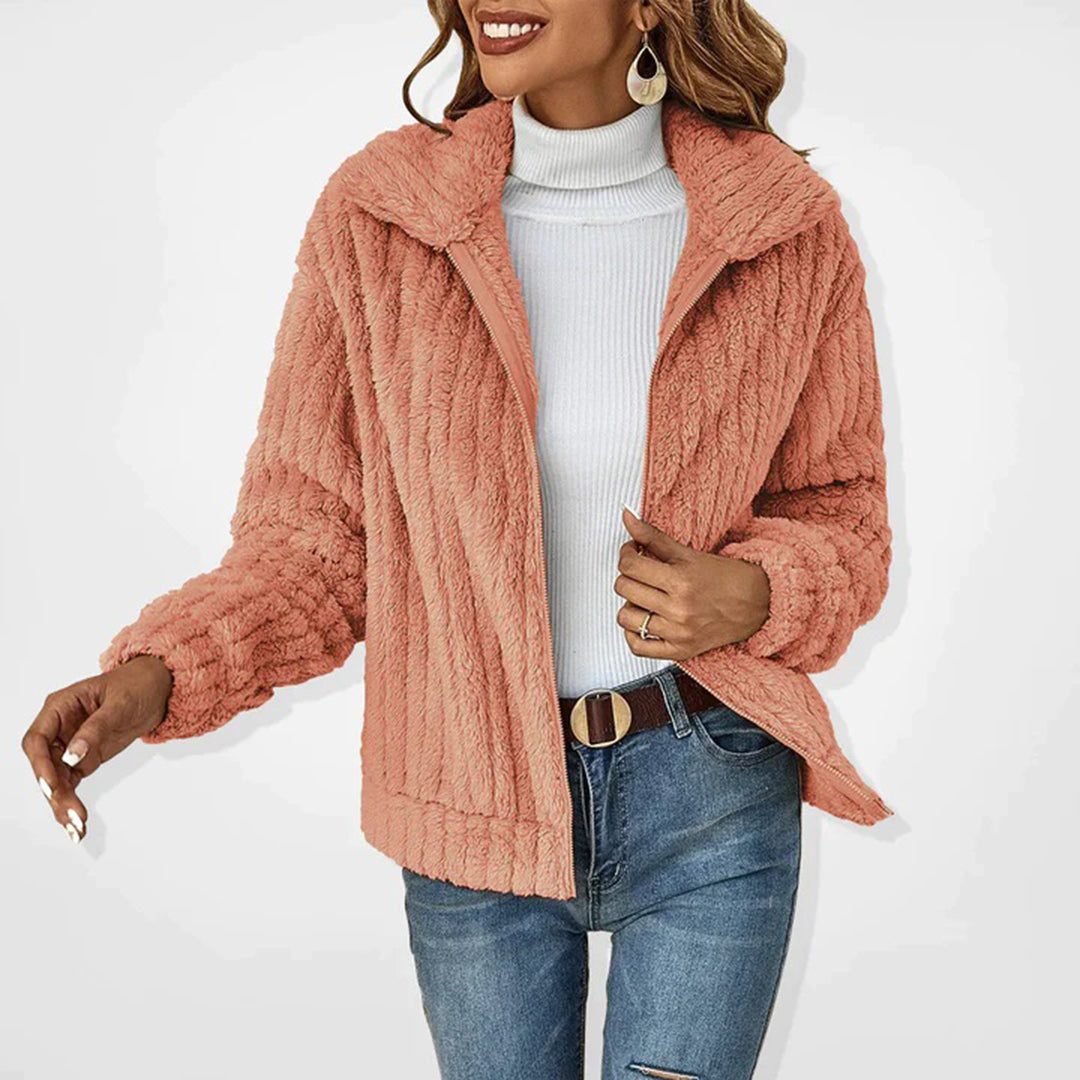 Classic Women's Long Fleece Gilet with Collar