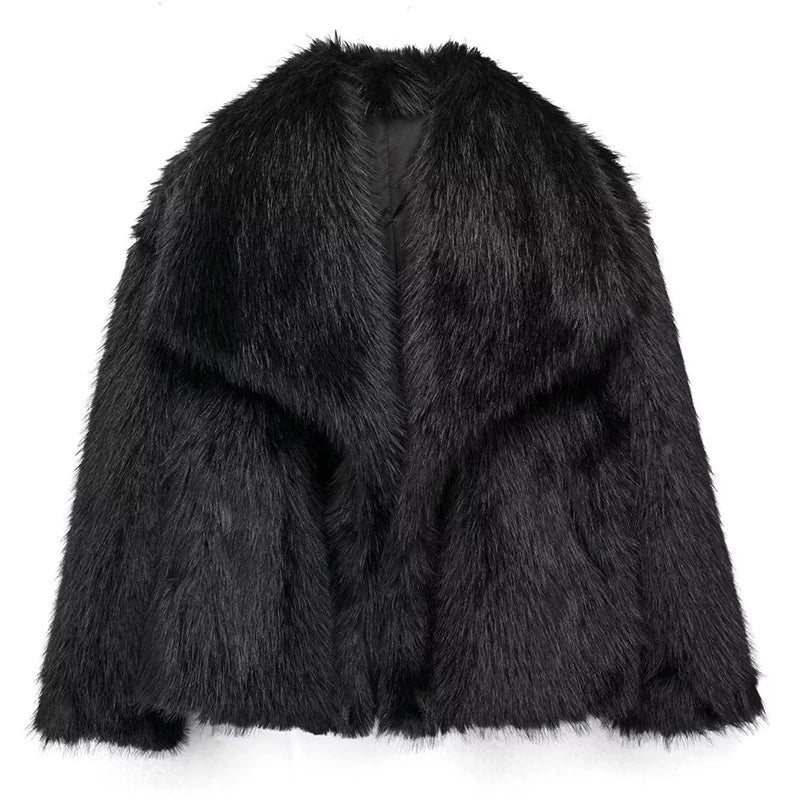 Chic Short Faux Fur Jacket for Women – Perfect Winter Coat for Casual and Semi-Formal Events