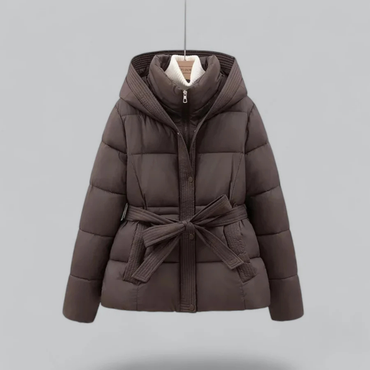 Delilah | Cozy Hooded Puffer Jacket with Belt for Women's Winter Fashion
