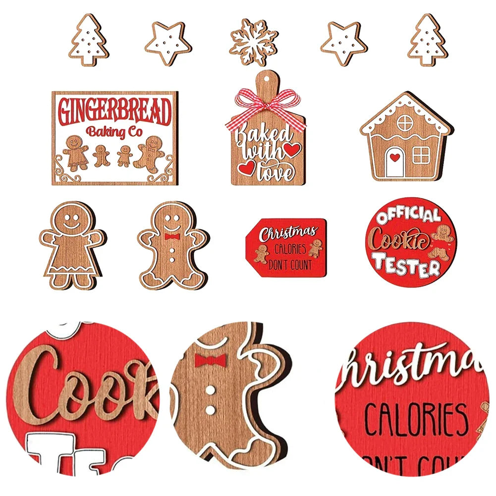 12-Piece Rustic Wooden Christmas Ornament Set – Perfect for Wall and Tray Home Decor