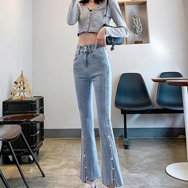 Delinda | Jeans with Pearl Pattern