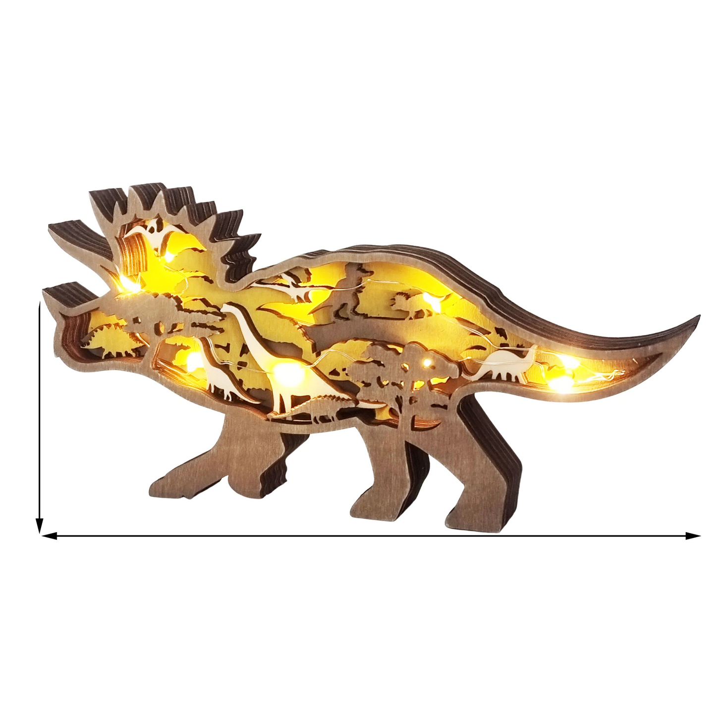 Intricately Engraved 3D Wooden Dinosaur Figurines