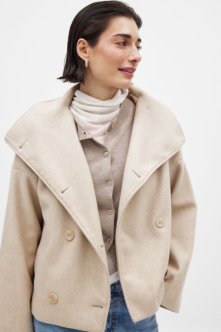 Double-Breasted Peacoat in Wool Blend