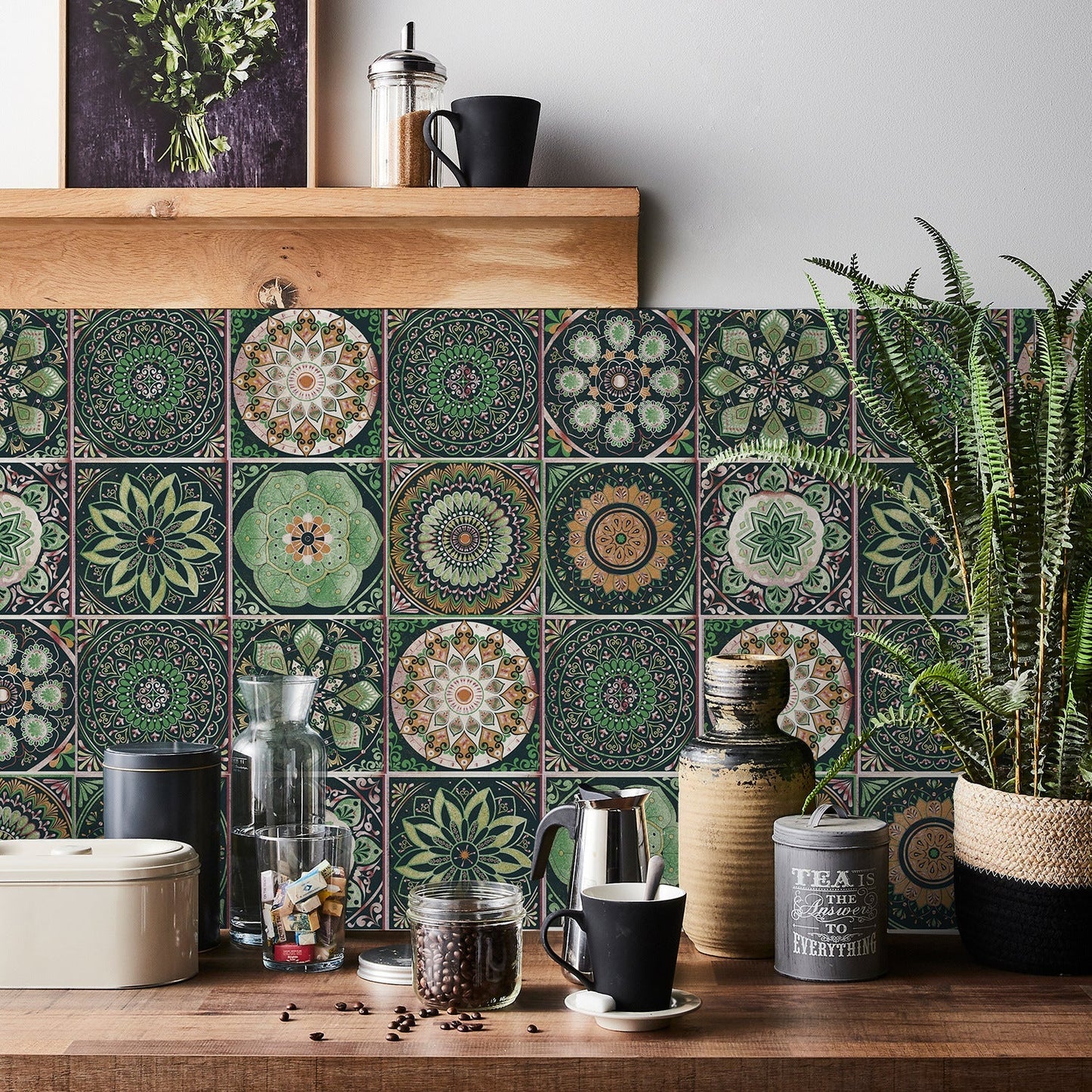 MandalaPatch | Set of 24 European-Style Peel & Stick Mandala Tile Stickers - Waterproof Vinyl for Walls & Floors